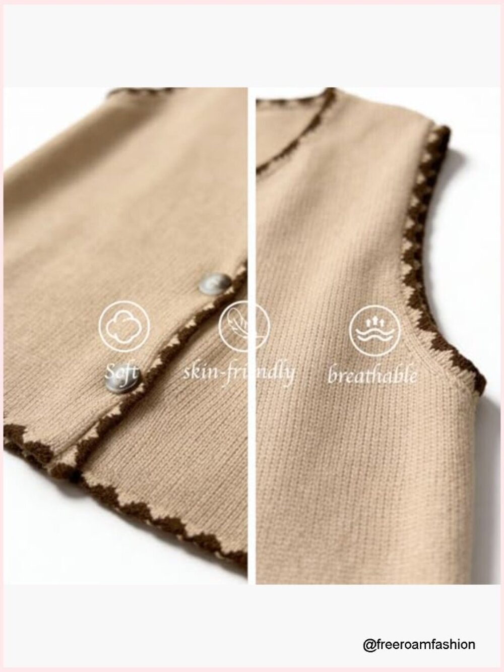 Sleeveless Knit Sweater Vest Button Down Cardigan Vintage Style - Picture 5 of 7